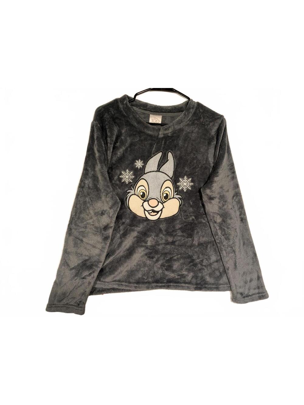 Disney 100 Thumper Gray Plush Fleece Long Sleeve Pullover Sweatshirt Womens Med